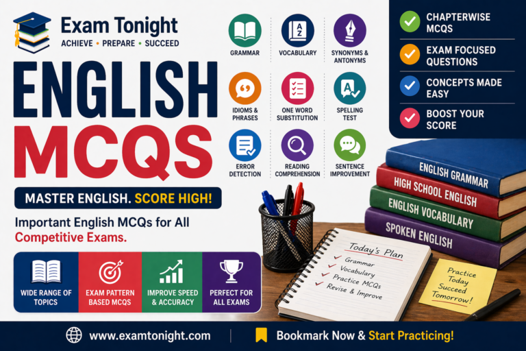 English MCQs 2026 from Past Papers for FPSC NTS PPSC CSS Grammar Synonyms Antonyms